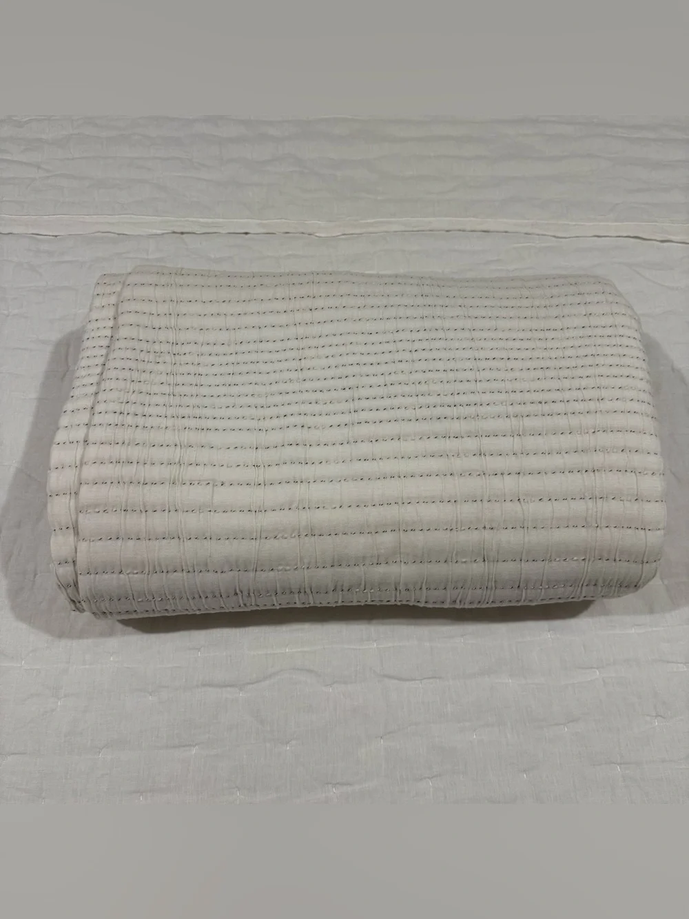 New Quince Organic Cotton Channel Stitch Coverlet Full/Queen Color Undyed